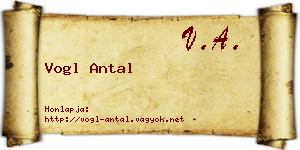 Vogl Antal névjegykártya